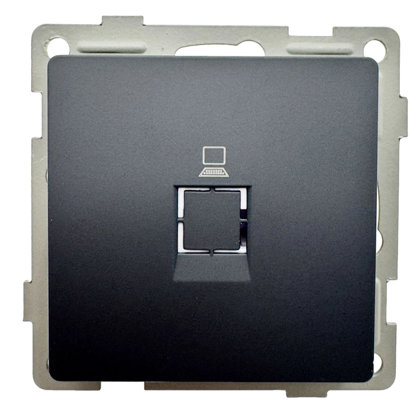 Розетка RJ45 1-я чёрная матовая